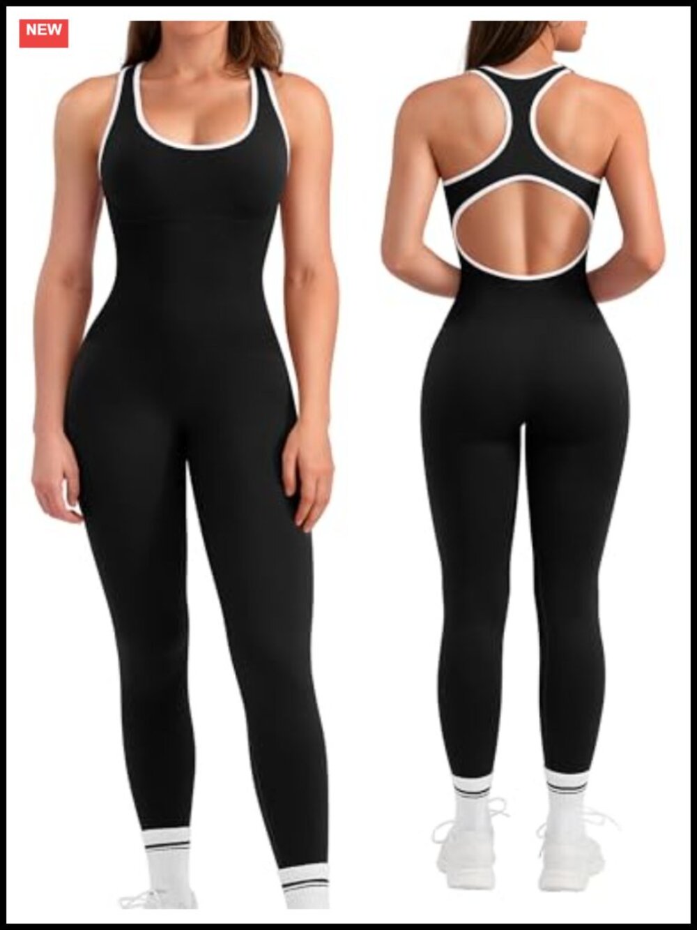 Seamless Racerback Tummy Control Workout Jumpsuit Padded